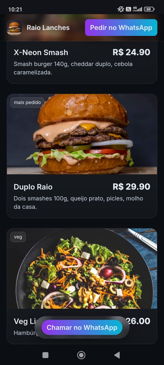 Preview do Template Cardápio Neon